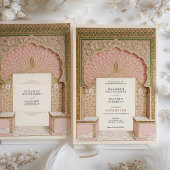 Romantischer Pink & Gold Indischer Hochzeitsarsch  Einladung