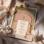 Romantischer Pink & Gold Indischer Hochzeitsarsch  Einladung