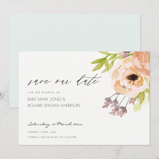 ROMANTISCHER PINK, LILA, BLAUER FLOSCH SAVE THE DA DATE (Vorne/Hinten)