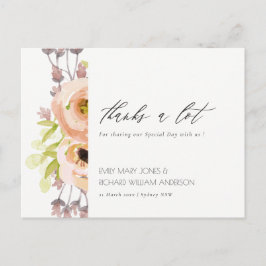 ROMANTISCHER PINK, LILA, BLUE FLORAL DANKE POSTKARTE