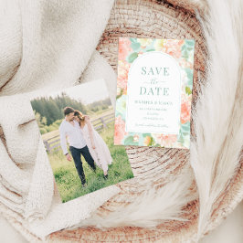 Romantischer Pink Minze Aquamarin Floral Boho Save Einladung