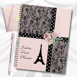 Romantischer Pink Polka Dot Paris Frankreich Plane Planer