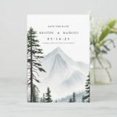 Romantischer Printable Mountain Save The Date (Stehend Vorderseite)