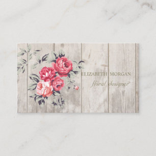 Romantischer Profi ,Blumen,Holzstruktur Visitenkarte