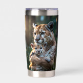 Romantischer Puma-Vater und -Jungtier-Tasse – Wild Thermobecher (Vorderseite)