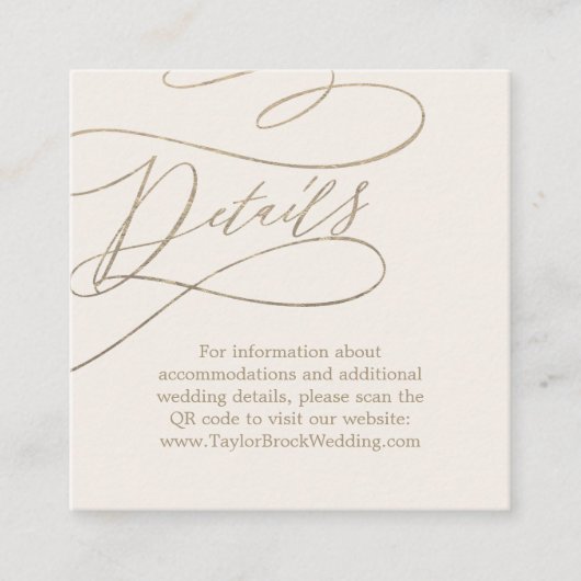 Romantischer QR-Code für Gold und Elfenbein - Hoch Begleitkarte (Vorderseite)