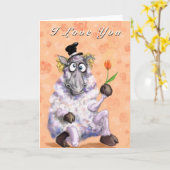 Romantischer Ram mit Rose Funny Valentine Day Card Karte (Gelbe Blume)