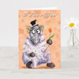 Romantischer Ram mit Rose Funny Valentine Day Card Karte