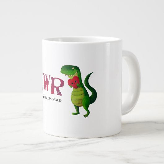 Romantischer RAWR T-rex Dinosaurier Jumbo-Tasse (Vorderseite Rechts)