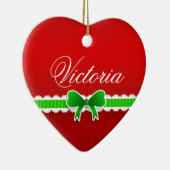 Romantischer Red Christmas Design Niedlich Bow Ind Keramik Ornament (Rechts)