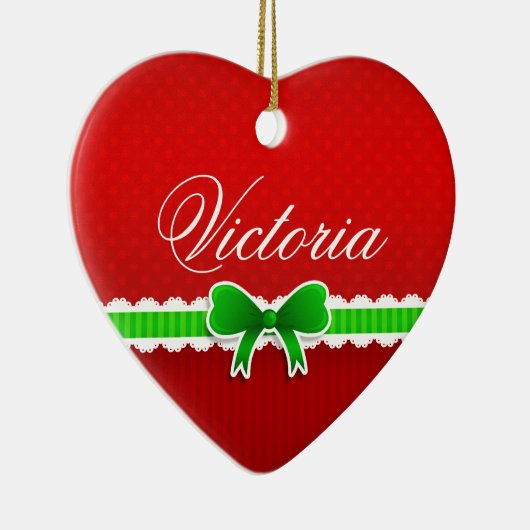 Romantischer Red Christmas Design Niedlich Bow Ind Keramik Ornament (Rechts)