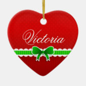 Romantischer Red Christmas Design Niedlich Bow Ind Keramik Ornament (Vorne)