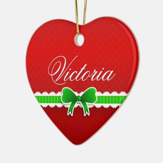 Romantischer Red Christmas Design Niedlich Bow Ind Keramik Ornament (Links)