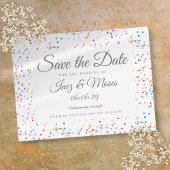 Romantischer Regenbogen Confetti Save the Date Postkarte
