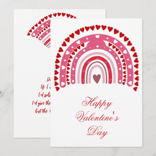 Romantischer Regenbogen-Valentinstag Feiertagskarte (Vorne/Hinten)