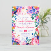 Romantischer Regenbogengarten Blumenkraut 16 Party Einladung (Stehend Vorderseite)