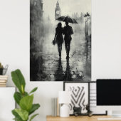 Romantischer Regenwald in London - Charcoal Style Poster (Heimbüro)