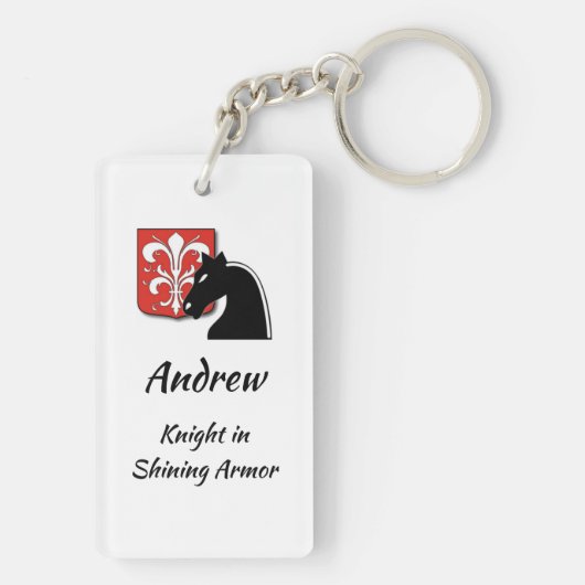 Romantischer Ritter in leuchtender Rüstung Schlüsselanhänger (Rückseite)