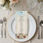 Romantischer Rokoko Cherub Geige Vintage Menükarte