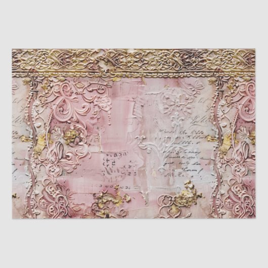 Romantischer Rokoko Dusty Rose Antik Spitze Seidenpapier (Vorderseite)
