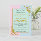 Romantischer Rokoko Floral Wedding Save The Date (Stehend Vorderseite)