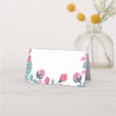 Romantischer Rosa & Blau Liebesvogel botanisch Platzkarte (Rückseite)