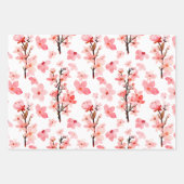 Romantischer rosa Blossom Wasserfarben Geschenkpapier Set (Vorderseite 3)