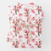 Romantischer rosa Blossom Wasserfarben Geschenkpapier Set (Beispiel)