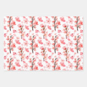 Romantischer rosa Blossom Wasserfarben Geschenkpapier Set (Vorderseite)