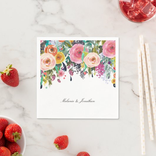 Romantischer Rosa Blumengarten Serviette (Beispiel)