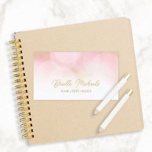 Romantischer Rosa Bokeh Gold Script Schönheitssalo Visitenkarte