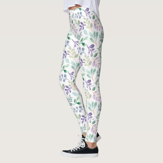 Romantischer rosa botanischer Blumenboho Leggings (Links)
