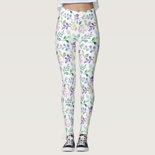 Romantischer rosa botanischer Blumenboho Leggings (Vorderseite)
