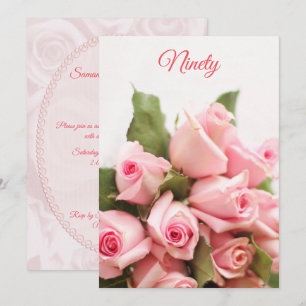 Romantischer Rosa Bouquet 90. Geburtstag Einladung