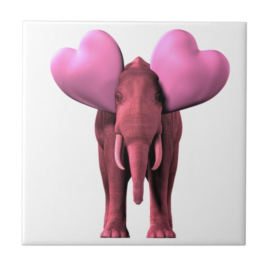 Romantischer rosa Elefant Fliese (Vorderseite)