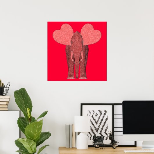 Romantischer rosa Elefant Poster (Heimbüro)