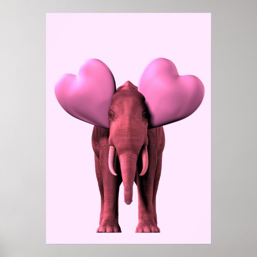 Romantischer rosa Elefant Poster (Vorne)