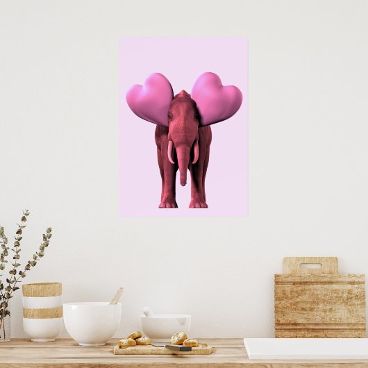 Romantischer rosa Elefant Poster (Küche)