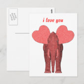 Romantischer rosa Elefant Postkarte (Vorne/Hinten)