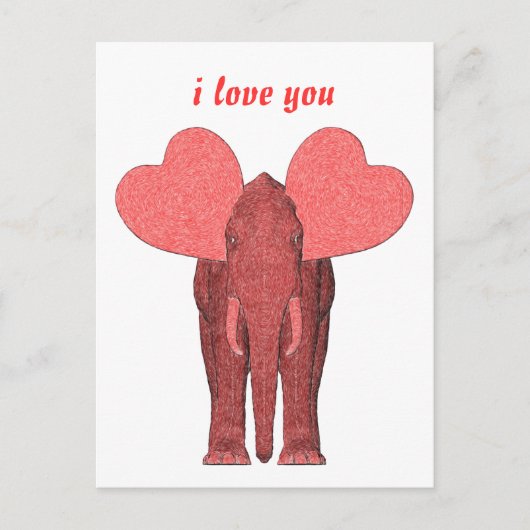 Romantischer rosa Elefant Postkarte (Vorderseite)
