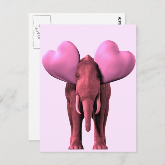 Romantischer rosa Elefant Postkarte (Vorne/Hinten)
