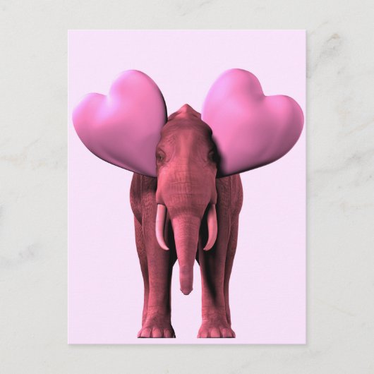 Romantischer rosa Elefant Postkarte (Vorderseite)