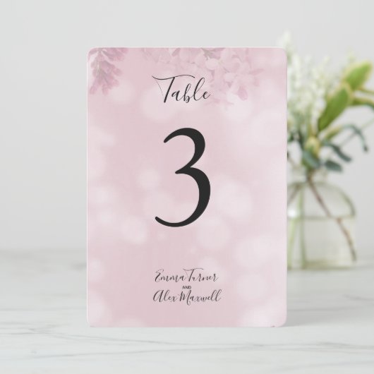 Romantischer Rosa Floral | TISCHNUMMERN (Stehend Vorderseite)