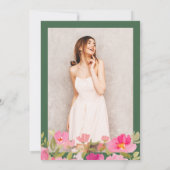 Romantischer, rosa, florgrün Süß 16 Einladung (Rückseite)
