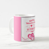 Romantischer rosa glücklicher Valentinstag Kaffeetasse (Vorderseite Links)