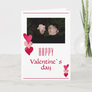 Romantischer Rosa Herzchen Foto Valentinstag Feiertagskarte