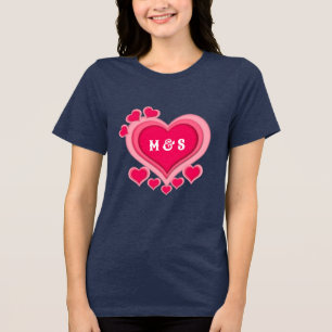 Romantischer rosa Herzchen Valentinstag Tri-Blend Shirt