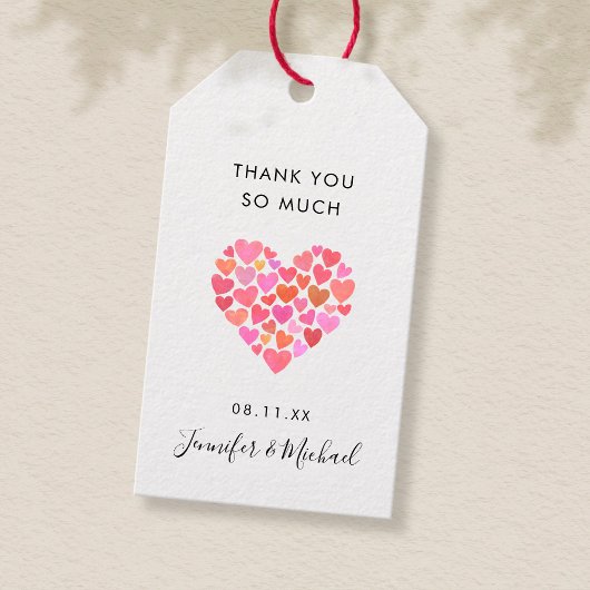 Romantischer rosa Herzgeschenk Geschenkanhänger