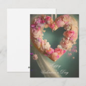 Romantischer rosa Herzvalentin Feiertagskarte (Vorne/Hinten)