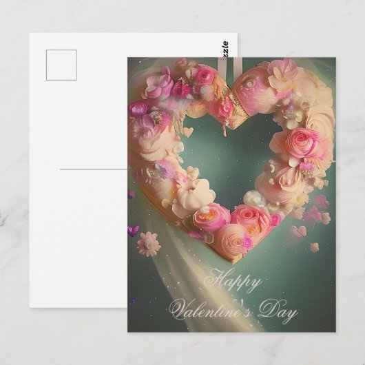 Romantischer rosa Herzvalentin Postkarte (Vorne/Hinten)